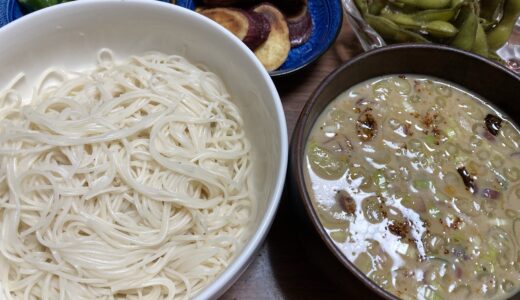 豆乳つゆで食べるそうめん